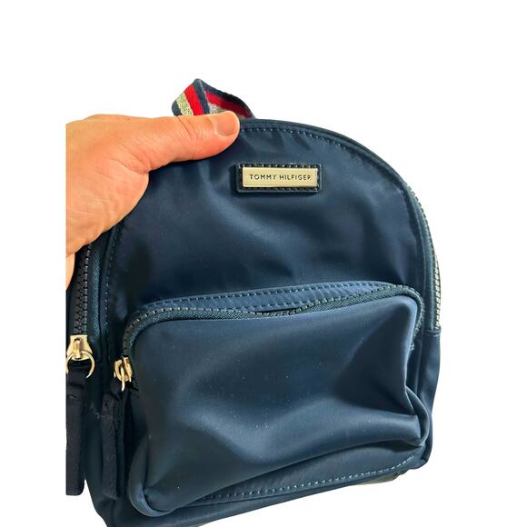 Y2K Mini Backpack Purse Tommy Hilfiger Navy Nylon Preppy Classic - Picture 2 of 9